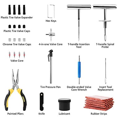 Tire Repair Kit, 99Pcs Car Tyre Repair Set, PTSTEL Heavy Duty Flat Puncture Patch Tool Set Universal Plug Flats Wheels Speedy seal for Car Bicycles Truck RV SUV ATV Motorcycle - Image 4