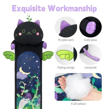 Mewaii Long Cat Plush 5 Sizes, 120% Extra Filling Giant Plushness Kids Body Pillow, Kawaii Cute Black Cat Stuffed Animals Plushies, Big Long Body Pillow Black Cat Plush Gift for Girls 53” - Image 2