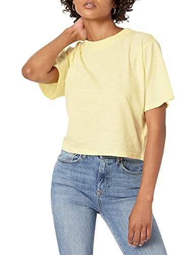 The Drop Women's Sydney Short-sleeve Cropped Crew Neck T-shirt, Pastel Yellow, L - Image 1
