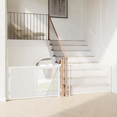Cumbor 2 Pack Safety Gate Retractable Gates for Stairs, Mesh Dog Gate for The House, Wide Pet Gate 33" Tall, Extends to 55" Wide, Long Gates for Doorways, Hallways, Indoor/Outdoor(White) - Image 3