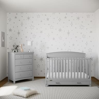 Graco Benton 5-in-1 Convertible Crib with Drawer (Pebble Gray) -Converts from Baby Crib to Toddler Bed, Daybed and Full-Size Bed,Fits Standard Full-Size Crib Mattress, Adjustable Mattress Support Base - Image 4