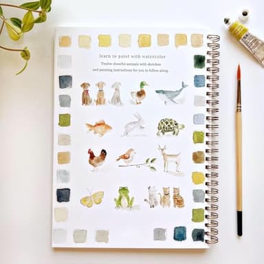 Watercolor Workbooks, Beginner-Friendly Birds Watercolor Workbooks, 12 Colors Watercolor Paint Set with Paint Brush, Art Crafts Painting Supplies, Water color Book for Kids Adults Teens (Animals) - Image 3