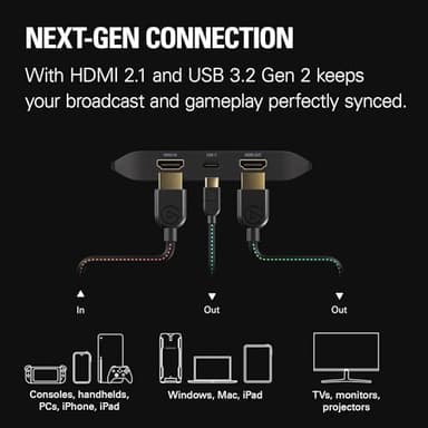 Elgato 4K X – Capture Up to 4K144 with Ultra-Low Latency on PS5, Xbox Series X/S, Nintendo Switch, OBS and More, HDMI 2.1, VRR, HDR10, USB 3.2 Gen 2, for Streaming & Recording, Works with PC/Mac/iPad - Image 5