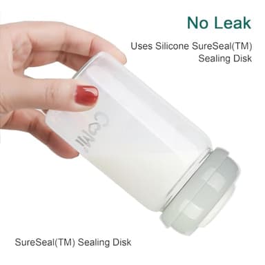 COMI Wide Neck Glass Breastmilk Collection n Storage Bottle, 8oz with Screw Ring Sealing Disk; Re-markable Sealing Disc. BPA Free, Fits Breast Pumps & Nipples (4 Gray Lids) - Image 4