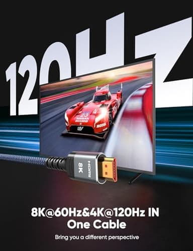 10K 8K HDMI 2.1 Cable 2-Pack 6.6FT, Highwings Certified 48Gbps Ultra High Speed Slim HDMI Cord,Support 4K@120Hz 8K@60Hz, HDCP 2.2&2.3, Dynamic HDR,eARC,DTS:X, Compatible with Roku TV/HDTV/PS5/Blu-ray - Image 3