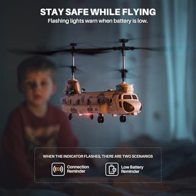SYMA Remote Control Helicopter, S52H Military Transport RC Helicopters with Altitude Hold, One Key take Off/Landing, LED Light, Low Battery Reminder, Army Toys for Kids and Military Fans - Image 6