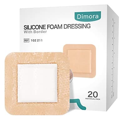 Dimora Silicone Foam Dressing with Border 20 Pack Adhesive 4"x4" Waterproof Wound Dressing Bandage for Wound Care - Image 1