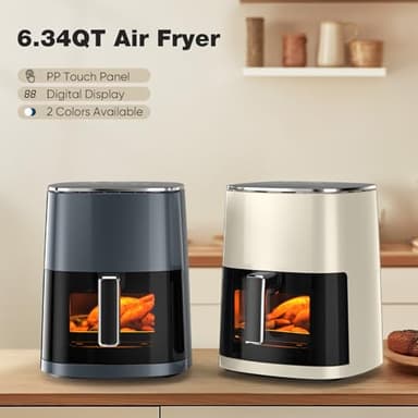 Sweetcrispy Air Fryer 6QT with Window, Square Airfryer Oven 12-in-1 for Family, 400°F Rapid Air Crispy Technology, Roast Bake Dehydrate, Nonstick & Easy-Clean Basket,Grey - Image 7