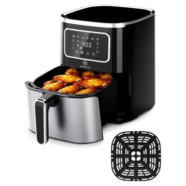 Kitchen Elite Digital Air Fryer Oven, Compact Cooker with 6 Presets and Nonstick Basket for Fast Cooking and Easy Cleanup, 5.28 Quart, Stainless Steel - Image 1