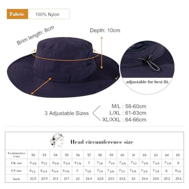 TOP-EX Men's Waterproof Bucket Sun Hat with Wide Brim, Summer Boonie Shade Cap for Outdoor Hiking, Fishing, Beach, Safari - UV Protection SPF Sunhat, Navy M/L - Image 7