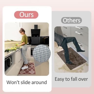 Villsure Kitchen Rugs and Mats, Non Skid Kitchen Runner Rug Absorbent Resist Dirt Kitchen Floor Mat Comfort Standing Mat Made of 100% Polypropylene Machine Washable,17.7"x29.5",Red - Image 5