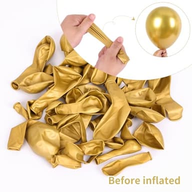 RUBFAC 145pcs Metallic Gold Balloons Latex Balloons 18 12 10 5 Inch Party Balloon Kit Different Sizes for Birthday Party Wedding Balloon Graduation Baby Shower Decoration - Image 6