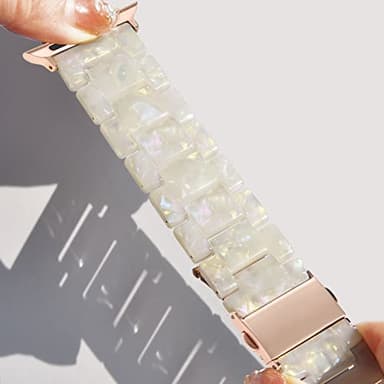 V-MORO Resin Band Compatible with Apple Watch Series 7/8/9/10/11 41mm/40mm/38mm/42mm Fashion Strap for iWatch Series 6/5/4/3/2/1/SE Lightweight Bracelet Wristband Replacement Women(Colorful Ivory White) - Image 8