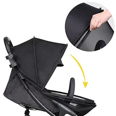 Beberoad Love Universal Stroller Sunshade & Mosquito Net 2-in-1 Stroller Cover UV Protection with 2-Way Zipper (Black) - Image 4