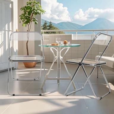 Canglong Folding Chair 2 Pack, Foldable Chairs with Sturdy Metal Frame, Portable Comfortable Plastic Folding Chairs, Indoor and Outdoor, for Home, Office, Party & Events, Set of 2, Transparent - Image 4