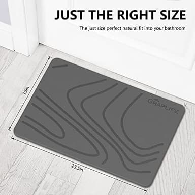Graplife - Stone Bath Mat, Diatomaceous Earth Shower Mat, Non-Slip Super Absorbent Quick Drying Bathroom Floor Mat, Natural, Easy to Clean (23.6 x 15.35 Darkgrey) - Image 4