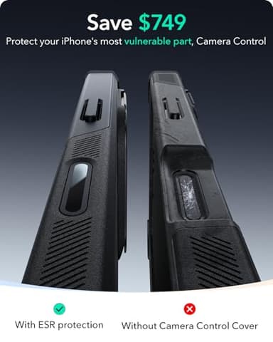 ESR for iPhone 16 Case with Stash Stand, Camera Control, 23FT Military-Grade Shock-Absorbing Drop Protection, Compatible with MagSafe Accessories, Magnetic Cyber Series, Black - Image 4