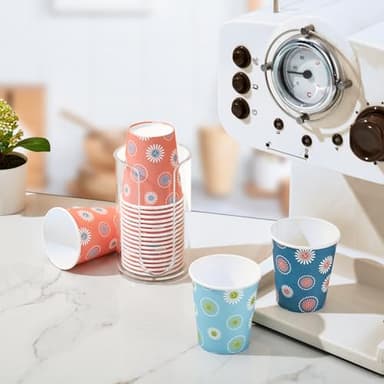 SIUQ 300 Pack 3 oz Paper Cups, Disposable Bathroom Cups, Small Mouthwash Cup, Hot/Cold Beverage Drinking Cups, Mini Paper Cups for Bathroom, Birthday Party, Travel, Events, Picnic, BBQ (Daisy) - Image 7