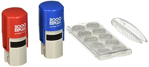 2000 Plus Stamp Kit, Self-Inking and Pre-Inking, 10 Office Themed Messages, for Business and Office Use, Red and Blue Ink (030459) - Image 1