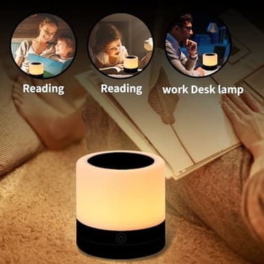 Nursery Night Light for Kids, USB Rechargeable Small Desk Lamp,13 RGB Colors & 4 Brightness & 1 Remote, Touch Bedside Cordless Table Lamp, Portable Night Lamp for Bedroom Living Room Home (Black) - Image 4
