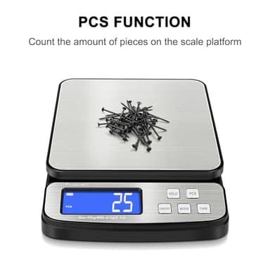 Fuzion Digital Shipping Postal Scale - 88lb x 0.1oz, Stainless Steel Platform, 5 Units, Hold/Tare/PCS Counting, Easy Calibration, Large LCD, Scale for Packages, All-in-1 Shipping Scale - Image 6