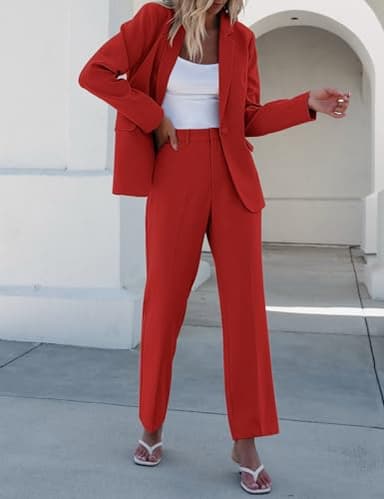 Luvamia Red Pants Suit for Women - Two Piece Set, Date Night Outfit, Medium (Fits Size 8-10) - Image 6