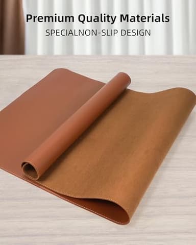 Leather Desk Pad Protector,55"x17" - Premium Desk Mat, Office Desk Mat, Large Mouse Pad,Non-Slip Desk Blotter,Waterproof Desk Writing Pad for Office and Home(Brown) - Image 2