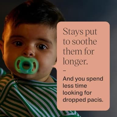 Tommee Tippee Stay Put Pacifier Set, Contains 2 Ultra-Light StayPut Glow in The Dark Pacifiers and 2 Ultra-Light StayPut Pacifiers, 0-6 Months, Colors May Vary, One-Piece Silicone Design, Pack of 4 - Image 4