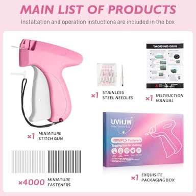 Stitch Gun for Clothing, Stitchy Gun Quick Clothes Fixer, Dress Tagging Gun-Includes 2,000 Black Fasteners & 2,000 White Fasteners & 6 Needles - Image 6