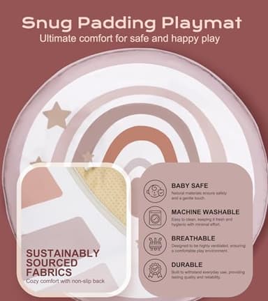 Baby Play Gym Mat, Tummy Time Activity Mat with 7 Detachable Toys and 12 Milestone Cards for Stage-Based Sensory and Motor Skill Development, Washable Play Mats for Infant, Newborn Baby Essentials - Image 4