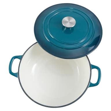 Flavehc Dutch Oven Pot with Lid 4.8 qt Enameled Cast Iron Dutch Oven for Bread Baking DarkCyan - Image 2