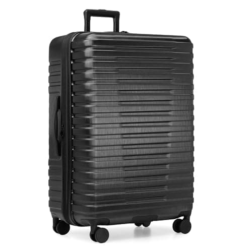 U.S. Traveler Boren Polycarbonate Hardside Rugged Travel Suitcase Luggage with 8 Spinner Wheels, Aluminum Handle, Black, Checked-Large 30-Inch - Image 1