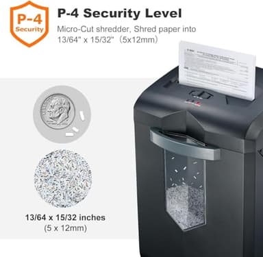 Bonsaii 16-Sheet Microcut Paper Shredder, 60-Minute Home Office Heavy Duty Shredder for CD/Credit Card, P-4 Level with 6-Gal Pullout Bin (C149-D) - Image 3