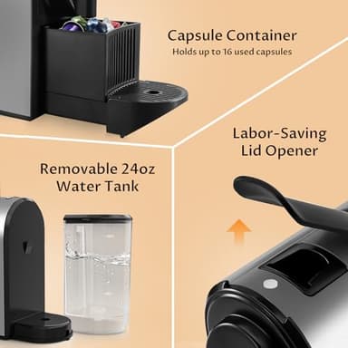 CHULUX Bafè-Pro Espresso Machine, Mini Espresso Machine for Nespresso Original Capsules, Single Serve Coffee Machine for Home Espresso & Lungo Maker, Italian ODE 20 Bar Pump, Metallic Gray - Image 6