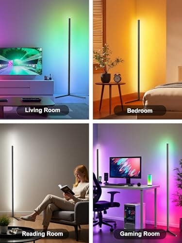2Pack Corner Floor Lamp, Modern LED Corner Lamp with AC Adapter & APP & Remote Control, 16 Million Colors, 68+ Scene Modes, Music Sync, Ambient Lighting for Living Room, Bedroom, and Gaming Room - Image 6