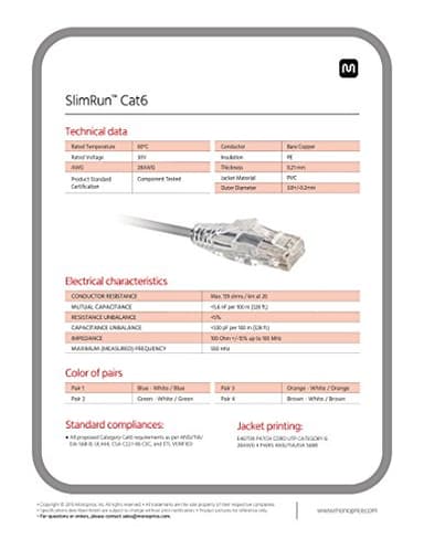 Monoprice Cat6 14ft Red Component Level Patch Cable UTP 28AWG 550MHz Pure Bare Copper Snagless RJ45 SlimRun Series Ethernet Cable - Image 6