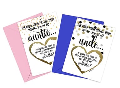Will You Be My Godmother and Godfather Scratch Off Card Set of 2, Proposal Cards for Auntie and Uncle fron Niece Nephew (Auntie and Uncle Set) - Image 1