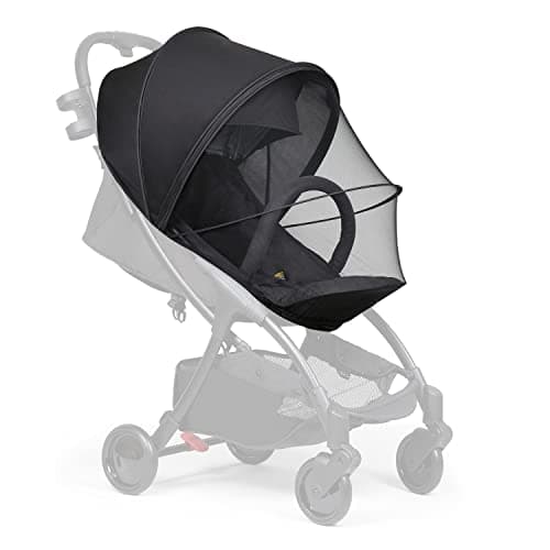 Beberoad Love Universal Stroller Sunshade & Mosquito Net 2-in-1 Stroller Cover UV Protection with 2-Way Zipper (Black) - Image 1
