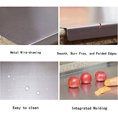 BILLAMB Stainless Steel Cutting Boards for The Kitchen, Suitable for Meat, Fruits, Vegetables, Bread, and Baking Large-sized Cutting Boards (40 x 30cm/15.7 x 11.8 in) - Image 6