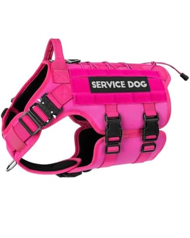 PETNANNY Tactical Service Dog Vest - No-Pull Emotional Support Harness with Hook & Loop Patches & Molle System for Training & Hunting (Pink, Large) - Image 1