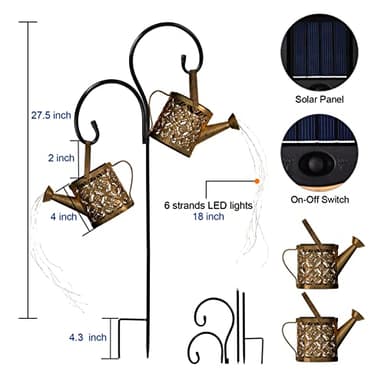 MEREAR Solar Watering Can Lights Outdoor with 8 Multi-Color Changing Modes, IP65 Waterproof Landscape Light Garden Decor, One Pole Two Lights Outside Decorations for Lawn, Backyard, Patio, Chrismas - Image 5