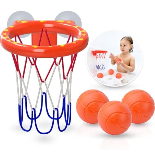 MARPPY Bath Toys - Bathtub Basketball Hoop for Kids Toddlers - Mold Free Bath Toys with Suction Cup & 3 No Hole Balls - Shower and Bathtub Toys for Toddlers - Boys Girls - Image 1