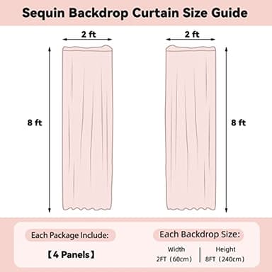 Sugargirl Gold Sequin Backdrop Curtain 4 Panels 2FTx8FT Glitter Gold Background Drapes Sparkle Photography Backdrop for Party Wedding Birthday Wall Decoration - Image 6
