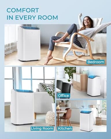 EUHOMY Portable Air Conditioners 12,000 Btu, 3 in 1 Portable Cooling AC with Dehumidifier, Fan Modes, Stand-up AC Unit with 46dB Low Noise & 24H Timer, Sleep Mode for Bedroom, Rooms up to 550 Sq.Ft - Image 5