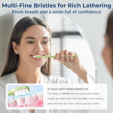 Extra Soft Toothbrushes for Adults Sensitive Gums, Upgraded 20000 Soft Micro Nano Bristles Toothbrush with 8 Holes, Compact Small Head Portable Toothbrush for Pregnant Women, Elderly (6 Pack) - Image 5