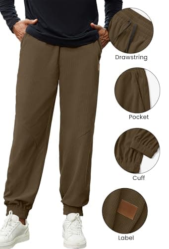 hawalili Mens Corduroy Joggers Pants Casual Cargo Pants Drawstring Elastic Waist Baggy Tapered Sweatpants with Pockets Brown Small - Image 3