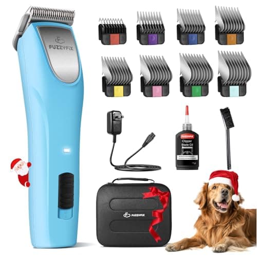 FuzzyFix Professional Dog Clippers for Grooming - 2 Speed Pet Grooming Kit for Thick Curly Matted Coats - Low Noise Heavy Duty Cordless Hair Trimmer with Detachable Metal Blade for Animal/Pet/Horse - Image 1
