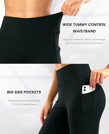 28"/30"/32"/34" Inseam Women's Bootcut Yoga Pants Long Bootleg High-Waisted Flare Pants with Pockets BlackFlare_30_Medium Black - Image 4