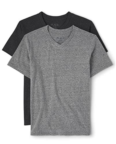 The Children's Place Boys Short Sleeve Fashion Top T-Shirt, Black/Grey 2 Pack, Medium US