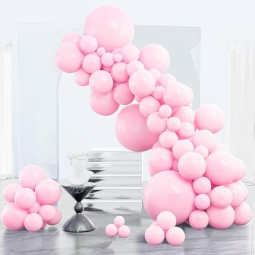 PartyWoo Light Pink Balloons 123 pcs Different Sizes of 18 12 10 5 Inch Pastel Baby Pale Pink Balloon Arch Kit Garland for Baby Shower Valentine's Day Princess Birthday Party Decorations Pink-Q05 - Image 1